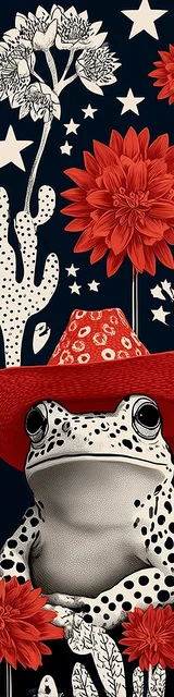 Free printable frog bookmark featuring western white frog with cacti